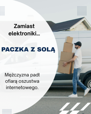 kolorowe zdjęcie - mężczyzna niesie kartony - paczki a w tle znajduje się samochód dostawczy.