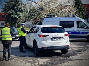 kolorowe zdjęcie - policjanci podczas kontroli pojazdów