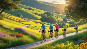 Zdjęcie kolorowe przedstawiające wycieczkę rowerową.