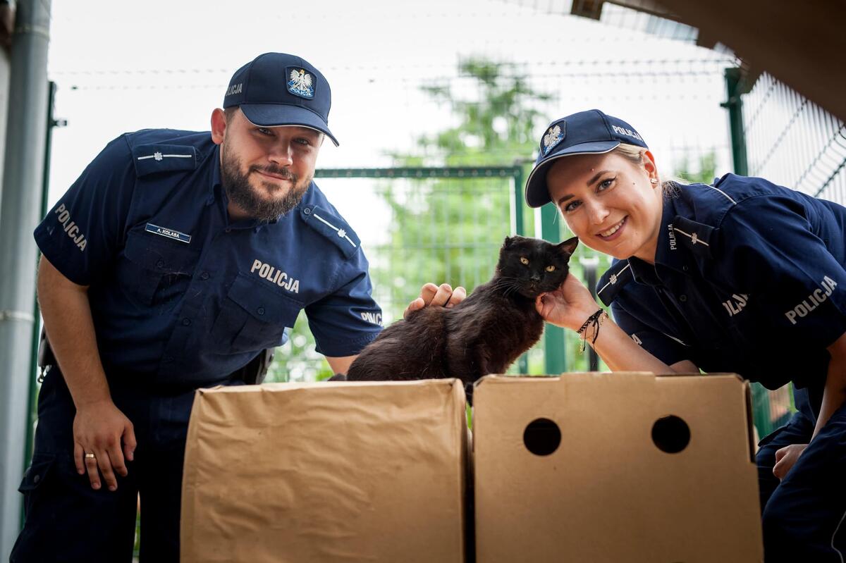 policjanci z kotkiem