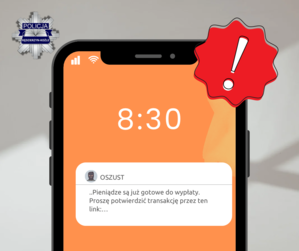 zdjęcie kolorowe - telefon z wiadomością od oszustwa
