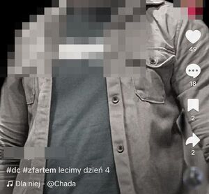 Zdjęcie w kolorze - zrzut z ekranu smartfona z częściowo zamazanym wizerunkiem mężczyzny z podpisami w lewym dolnym rogu: z fartem dzień czwarty