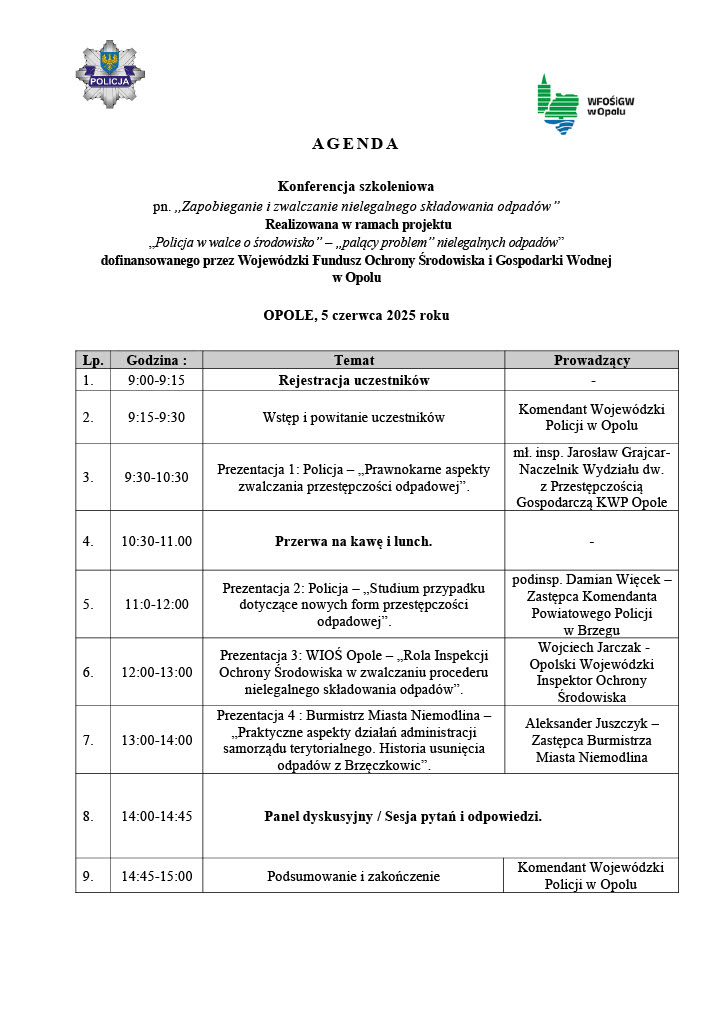 zdjęcie kolorowe: agenda konferencji