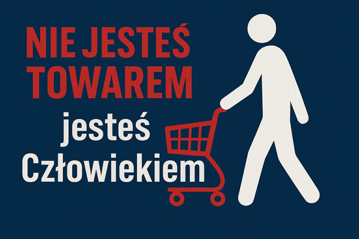 zdjęcie: plakat informujący o Europejskim Dniu Walki z Handlem Ludźmi – wspólny głos przeciw współczesnemu niewolnictwu