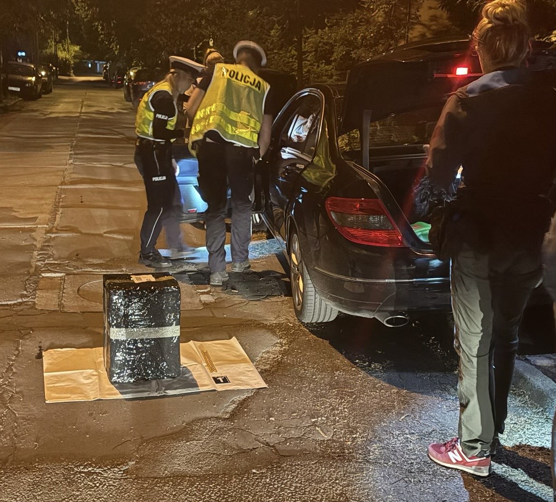 zdjęcie: policjanci podczas przeszukania samochodów
