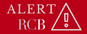 zdjęcie kolorowe: na czerwonym tle biały napis o treści Alert RCB