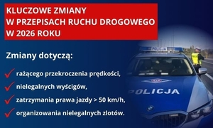 zdjęcie: plakat informujący o zmianie niektórych przepisów ruchu drogowego