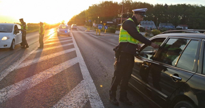 policjanci dokonują kontroli drogowej