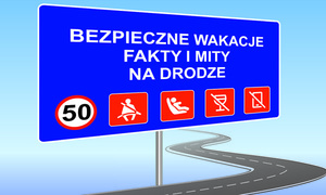 grafika - niebieski znak drogowy z wpisanymi czerwonymi znakami drogowymi