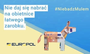 grafika Europolu z napisem &quot;Nie daj się nabrać na obietnice łatwego zarobku&quot;