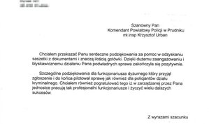 Podziękowania dla prudnickich policjantów