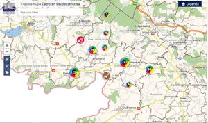 zdjęcie mapy polski z zaznaczonymi punktami i screen z policyjnego videorejestratora