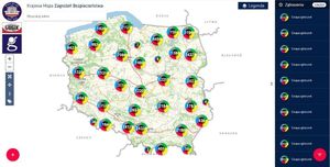 zdjęcie mapy polski z zaznaczonymi punktami i screen z policyjnego videorejestratora