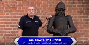 asp. Paweł Chmielewski opowiada o swoim powiecie - zrzut ekranu z filmu
